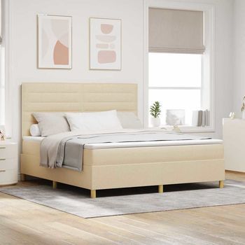 Vidaxl Cama Tipo Box Spring Con Colchón Crema 180 X 200 Cm Tela