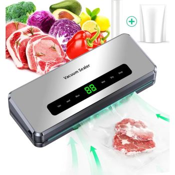 Sellador al Vacío Eléctrico con Cortador Incorporado, Sellador de Alimentos para Cocina, Botón Táctil, Sellador de Alimentos Secos/Húmedos, Sellador al Vacío para Cocina