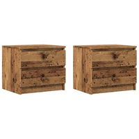 mesita de noche 2 uds madera ingenieria envejecida 50x40x435cm vidaxl