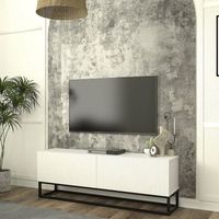 mueble de tv verpsboga con 2 puertas base larga 135x32x47 cm - blanco encasa