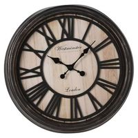 reloj de pared numeros romanos london negro y natural hs collection