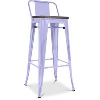 taburete de bar con respaldo diseno industrial - madera y acero - 76 cm -  stylix lavanda