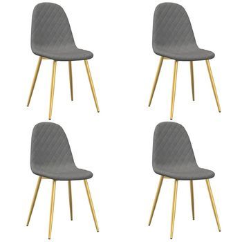 Sillas De Comedor 4 Unidades De Terciopelo Gris Claro
