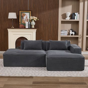 Canapé De Tela Ancho 235 Cm Con 2 Cojines Y Resortes Ensacados, Moderno, Simple Y Cómodo Para Salón Pequeño