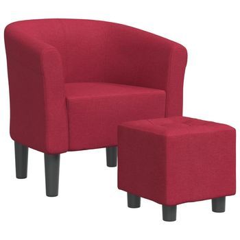 Sillón De Salón | Silla | Sillón Con Taburete Tela Rojo Tinto