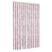 cortina antimoscas chenilla gris plateado y rosa 118x220 cm