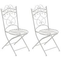 juego de 2 sillas para jardin indra plegables metal blanco antiguo 50x40x92 cm clp