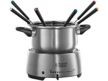 Fondue - Russell Hobbs Fiesta, 2 L, Con 6 tenedores, Indicadores encendido, Inox