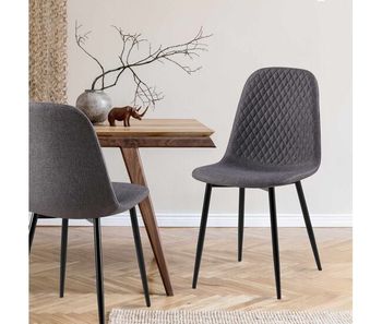 Set de 4 sillas de comedor giverny en tela o terciopelo gris oscuro 54x44x88 cm