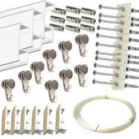colgar cuadros en pared con guia de aluminio blanco o plata  9 m 7 guias  9 colgadores  9 ganchos rm  14 m de nylon  26 tacos y anclajes