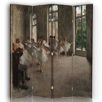 legendarte - biombo ensayo de ballet - edgar degas - separador de ambientes para interiores cm 145x170 4 paneles
