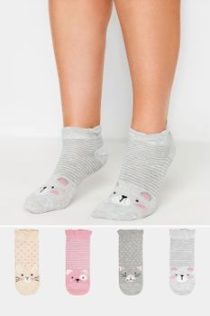 Juego 4 Pares Calcetines Tobilleros De Colores Con Animales