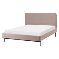 cama con somier moderna de tela con cabecero tapizado gris pardo 140 x 200 cm corio