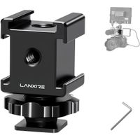 adaptador lanxire de zapata fria triple con tornillo 14 soporte extensor de zapata caliente metalico para jaula de camara monitor microfono y luz led