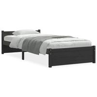 cama individual  cama para adultos  estructura de cama individual madera maciza negra 75x190 cm