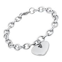 pulsera de acero inoxidable con colgante corazon 20cm