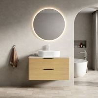 mueble lavabo suspendido - mueble de bano - contrachapado - roble y blanco 90x46x622cm