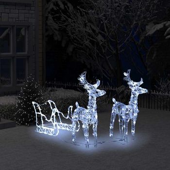 Decoración Navideña | Decoración Fiesta Renos Y Trineo Acrílico 160 Leds 130 Cm Cfw242355