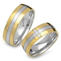 alianzas 8 quilates oro amarillo-blanco 3 diamantes