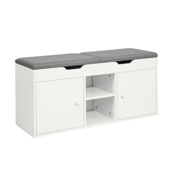 Banco zapatero con 2 puertas y 2 estantes aglomerado blanco