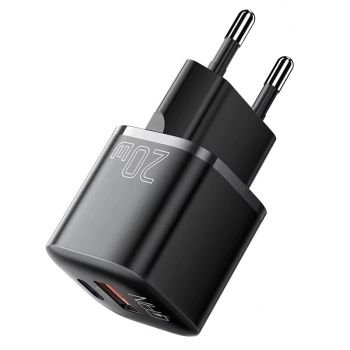 [GaN Tech] ESSAGER ES-CD31 Cargador USB PD de 20W 2 puertos USB-A+USB-C Cargador de pared de carga rápida Plug EU Plug U