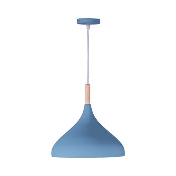 BEL AIR HOME Lámpara Colgante Baviera azul, 1xE-27, diámetro 30 cm, altura ajustable, metal y madera, estilo escandinavo, para dormitorio, salón o comedor