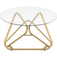 mesa de centro costway redonda con base triangular 46 x 80 x 80 cm - metal - oro