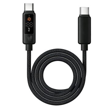 Cable Tipo C a Tipo C 5A PD100W con control táctil y pantalla digital HD, carga rápida, transmisión de datos, núcleo de