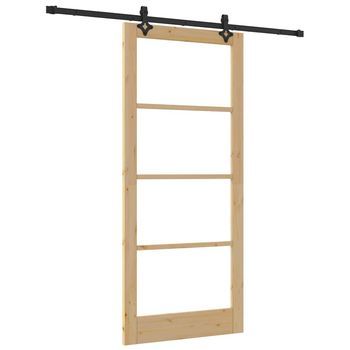 Puerta Corredera Orkdal Natural Y Negro 93 X 211 Cm Vidaxl