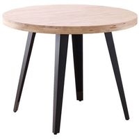 mesa de salon comedor fija bali color roble nordish y negro 100x100x76 cm