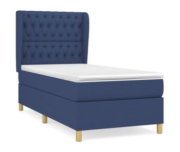 Cama box spring con colchón tela azul 90x200 cm diseño de botones