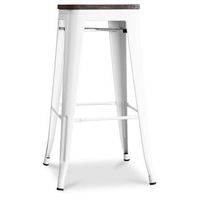 taburete de bar diseno industrial - madera y acero - 76cm - stylix blanco