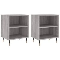 pack 2 uds mesita de noche  mesa auxiliar  mesilla madera ingenieria gris sonoma 40x30x50 cm cfw17991