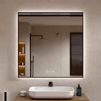 Espejo Baño Led Regulable Antivaho Negro 70 X 60 Cm (al X An) Bellobath