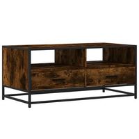 mesa de centro madera ingenieria metal roble humo 100x50x45 cm vidaxl