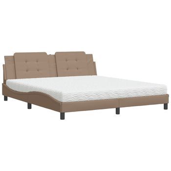 Cama Con Colchón Zadar Cuero Sintético Capuchino 180x200 Cm Vidaxl