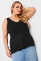yours top sin mangas de punto negro con calados mujer curvy y tallas grandes yours
