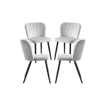 Pack 4 Sillas Luk Terciopelo De Terciopelo 77.50*46*41 Cm - Gris Claro