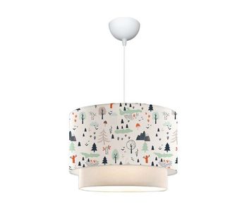 Lámpara colgante infantil lurgan 1xe27 20 w motivo de árbol plástico tela 70xø30 cm blanco [lux.pro]