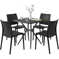 conjunto de muebles de jardin amino con 4 sillas plastico negro 156x156x81 cm clp