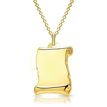 Cadena de plata con colgante dorado grabable