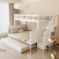 cama litera infantil 90x200 y 140x200 cm de madera maciza blanca con escalera de seguridad cama nido y somier de lamas