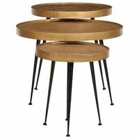 mesa de centro 55x55x45 cm madera tratada metal - dorado