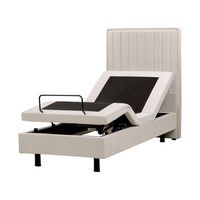 cama articulada electrica moderna mando a distancia ajustable tapiceria de tela beige claro 80 x 200 cm castellan