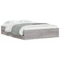 cama con cajones madera de ingenieria gris sonoma 135x190 cm vidaxl