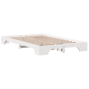 Cama Matrimonial | Cama Doble | Estructura De Cama Blanca Madera Maciza 120 X 190 Cm Duradera Cfw58310