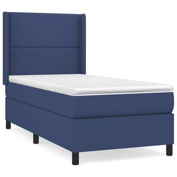 Cama Box Spring Con Colchón Tela Azul 90x200 Cm Vidaxl