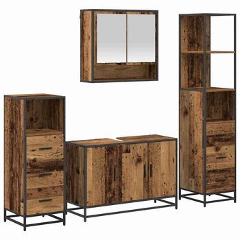 Juego De Muebles De Baño 4 Uds. Madera Vieja 90 X 33 X 60 Cm Vidaxl