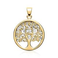 elegante colgante 8 quilates arbol bicolor dorado