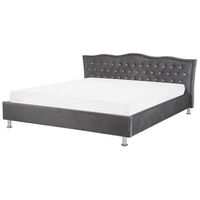 cama con somier de terciopelo gris oscuro 180 x 200 cm cabecero botones metz